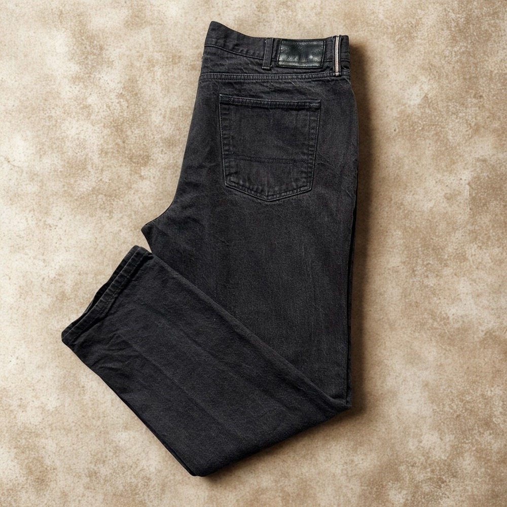 Tommy Hilfiger Mens Straight Leg Jeans Faded Black Denim 100% Cotton 5-Pocket
